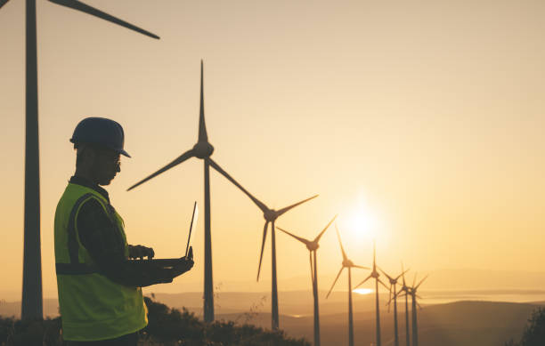 istock Renewable Energy Systems Innovator: Engineer Planning at Wind Turbines Farm 1596974830