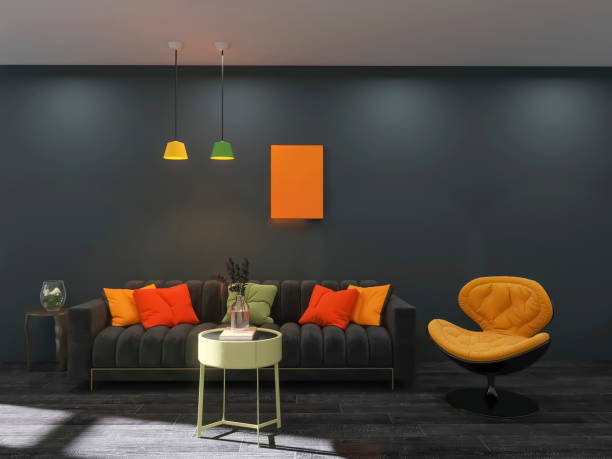 istock Living room interior design 3d render, 3d illustration 1596974833