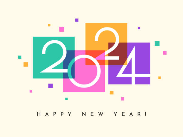2024 new year banner, calendar, greeting card design. - happy new year 2024 幅插畫檔、美工圖案、卡通及圖標