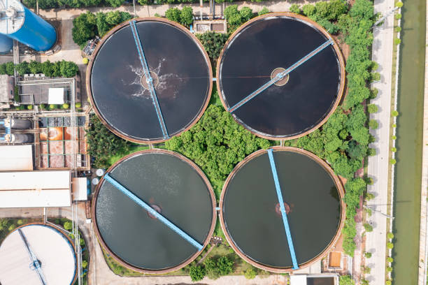 istock High angle aerial view of sewage plant 1596989849