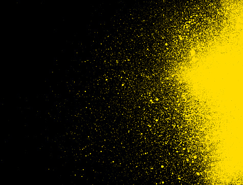 Yellow grunge spray paint on black background vector illustration