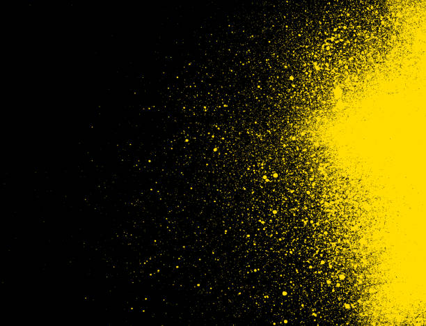 Yellow spray paint on black background vector art illustration
