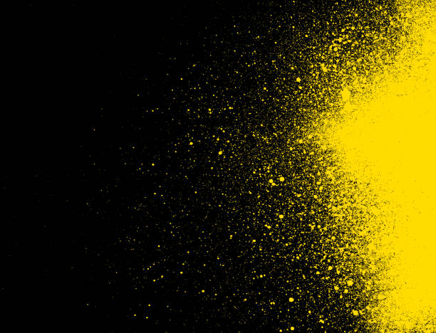 Yellow spray paint on black background Yellow grunge spray paint on black background vector illustration yellow background stock illustrations