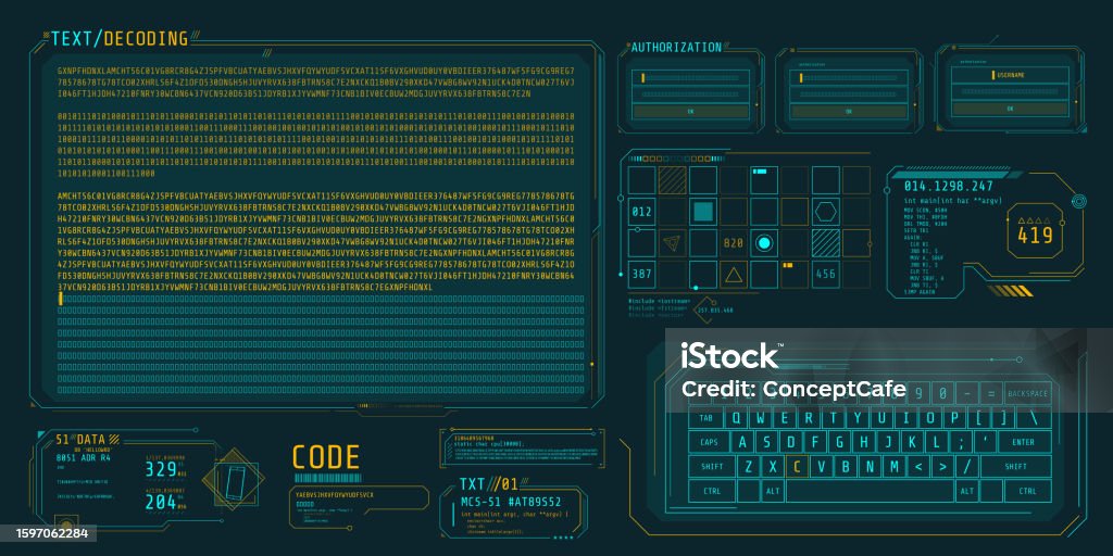 Hud Interface Elements For Decoding Data Screen Stock Illustration ...