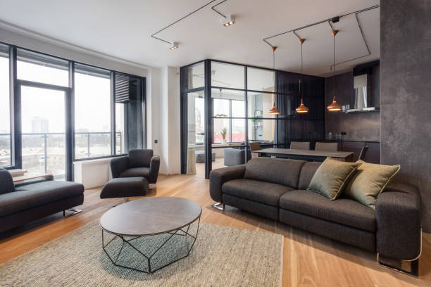 istock loft interior in flat studio with glass partition and panoramic windows 1597154072