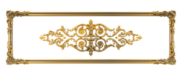 istock Decorative golden vintage frames, Golden baroque frame on transparent background. 1597226305