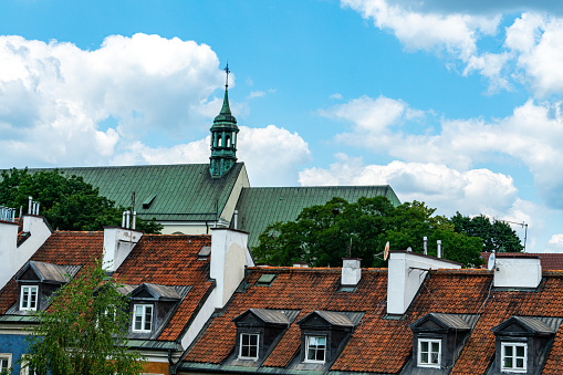 View of the Warsaw Old Town neighborhood in Warsaw, Poland