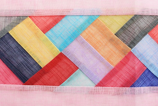 Korean Traditional Patchwork Background of Ramie Fabric. Pastel Tone.