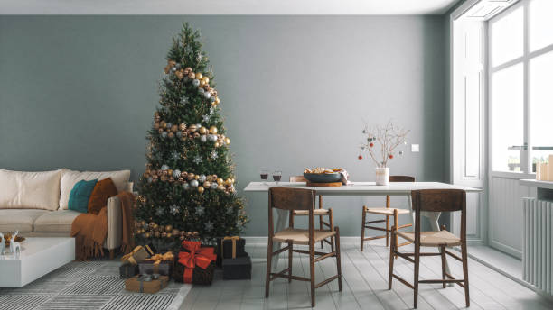 istock Living Room And Christmas Tree 1597346785