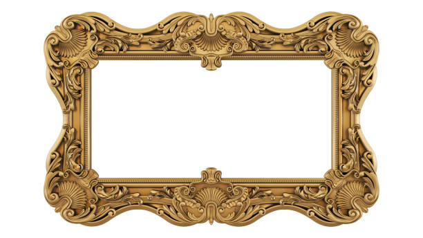 istock Decorative golden vintage frames, Golden baroque frame on transparent background. 1597349837