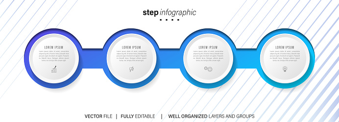 Infographic design with icons and 4 options or steps. Thin line vector. Infographics business concept. Can be used for info graphics, flow charts, presentations, web sites, banners, printed materials. stock illustration