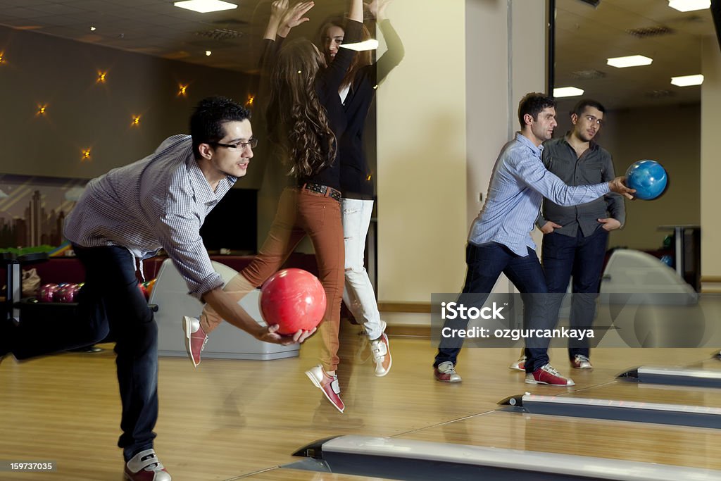 Bowling with friends Ten Pin Bowling Stock Photo