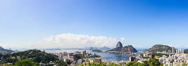 paisagem panorama do rio de janeiro - clear sky rio de janeiro brazil guanabara bay - fotografias e filmes do acervo