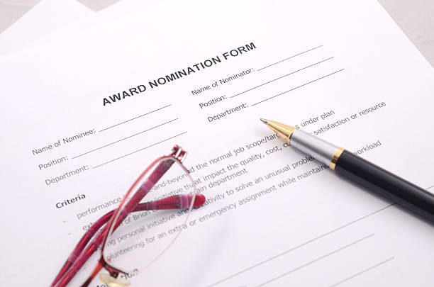 award nomination form stock photo