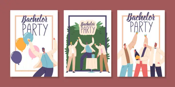 Vector illustration of Vibrant Bachelor Party Banners, Featuring Fun And Bold Design To Amp Up The Celebration, Vector Illustration