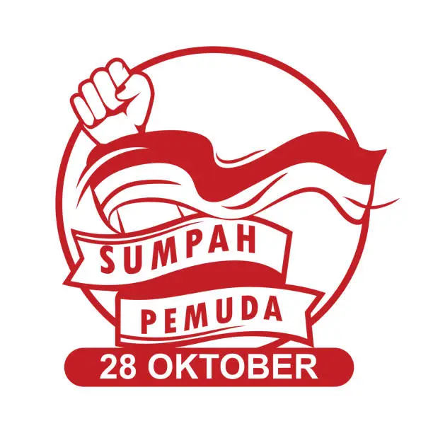 Vector illustration of Sumah pemuda October 28th logo design, Indonesian Youth hero declaration