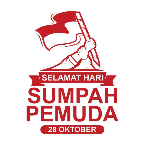Vector illustration of Sumah pemuda October 28th logo design, Indonesian Youth hero declaration