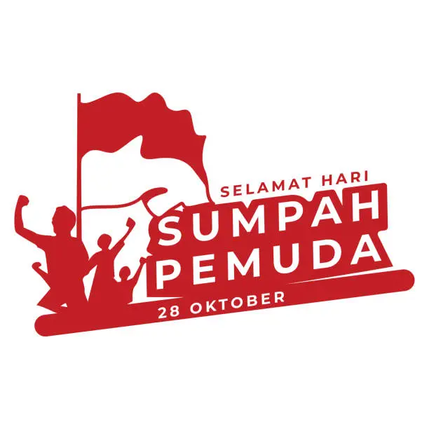 Vector illustration of Sumah pemuda October 28th logo design, Indonesian Youth hero declaration
