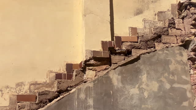 Traces of steps in demolished building