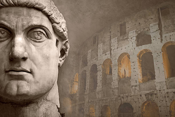 istock Face of the Emperor Constantine and Coliseum 159751440