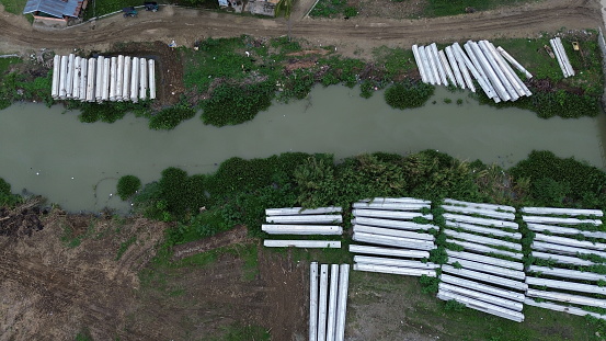 aerial view of the river project construction site
