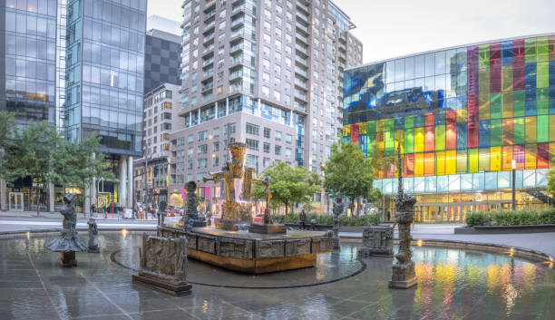Montreal, Quebec, Canada - July 29, 2023:  The Montreal convention centre (Palais de Congres) in this historic district known as Old Montreal.