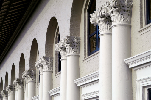 Detail of Corinthian Columns and Arches from The Breakers in Palm Beach, Florida.