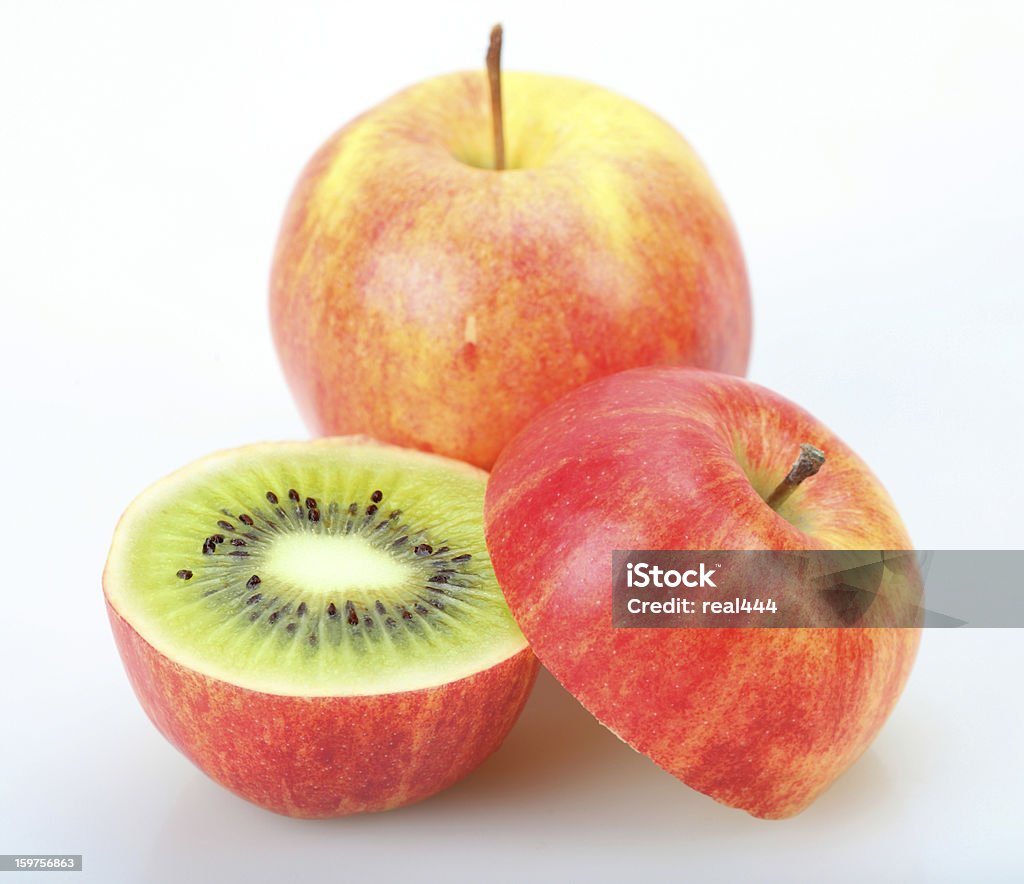Kiwi or apple Apple skin on the outside, kiwi on the inside. Apple - Fruit Stock Photo