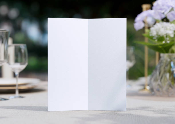 istock Mockup white blank space Folded card, for Menu, Flyer, invitation. with clipping path. 1597590603
