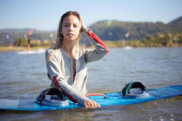 While posing with Kitesurf board after the lesson