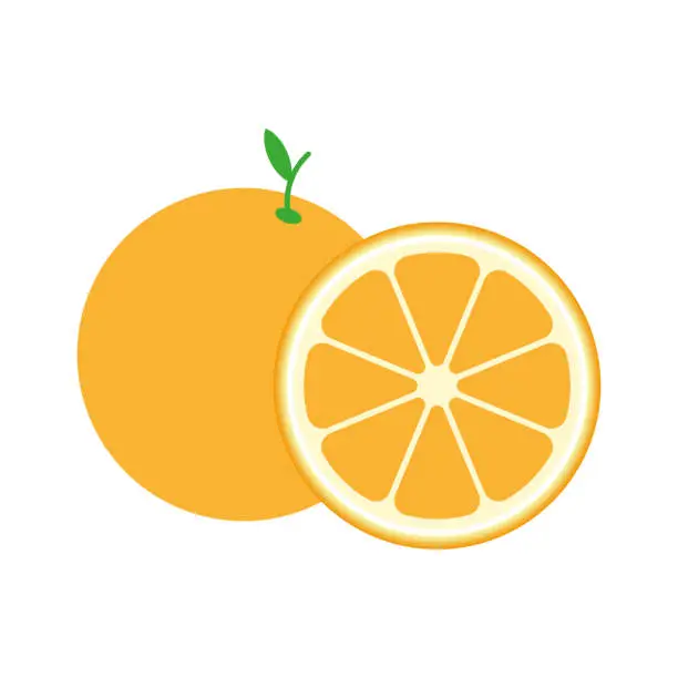 Vector illustration of Orange icon. Fruit citrus with pieces or slices. Vector illustration. Eps 10.