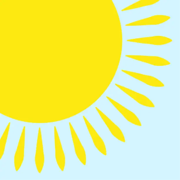 Vector illustration of Sun icon. Sun from corner blue background. Vector illustration. EPS 10.