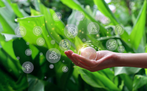 istock Business holding world and icon to Organization Sustainable development environmental. business responsible environmental, 1597757125