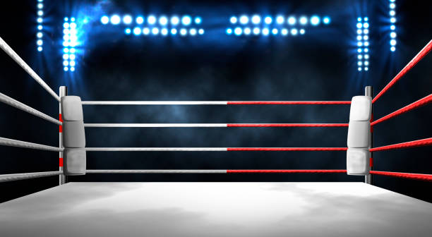 istock boxing ring with illumination by spotlights. - Illustration 1597765602
