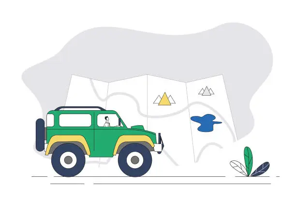 Vector illustration of Buggy, map.