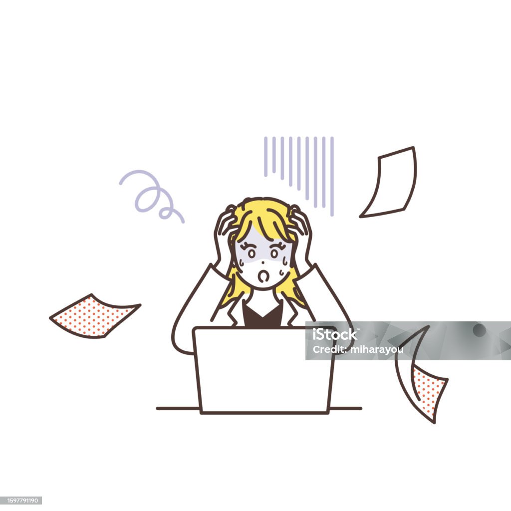 Too Many Problems Work Image Illustration Of A Woman In Trouble With Too Much Workload Work ...