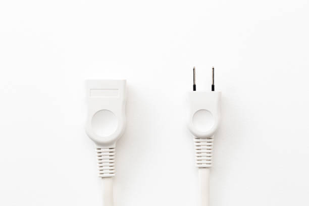 istock Extension cord for power plug on white background. 1597812091