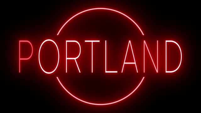 Animated red neon sign for Portland