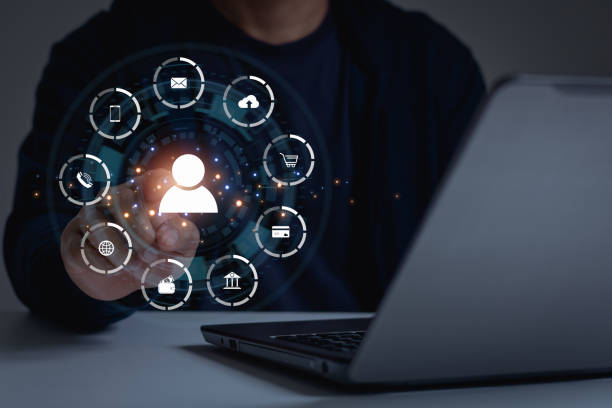 istock Target customer, customer centric strategies. Businesspeople touching on screen to target customer, buyer persona, customer behavior concept. Marketing plan and strategies. Personalization marketing. 1597846693