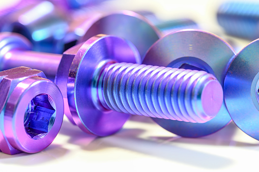 Titanium Marvels: Exploring Anodized Alloy Screw's Intricate Details in High-Resolution.
