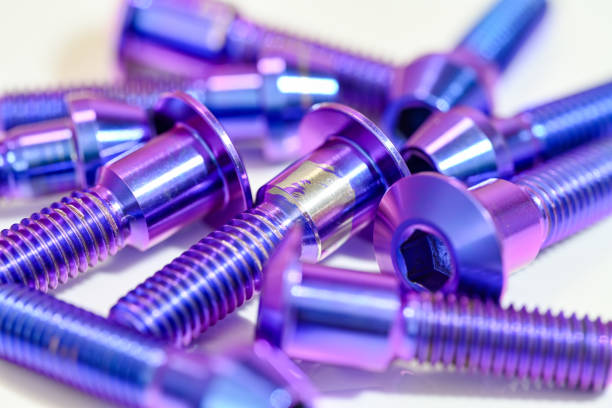 istock Artistry in Alloy: High-Definition Pictures of Anodized Titanium Screws. 1597849424
