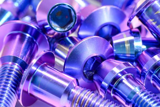 istock Artistry in Alloy: High-Definition Pictures of Anodized Titanium Screws. 1597849428