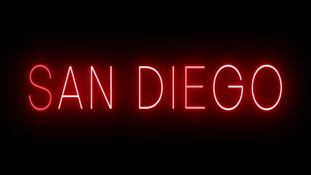 Animated red neon sign for San Diego