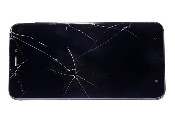istock Close-up of a smartphone with a broken display, isolated on a white background 1597964365
