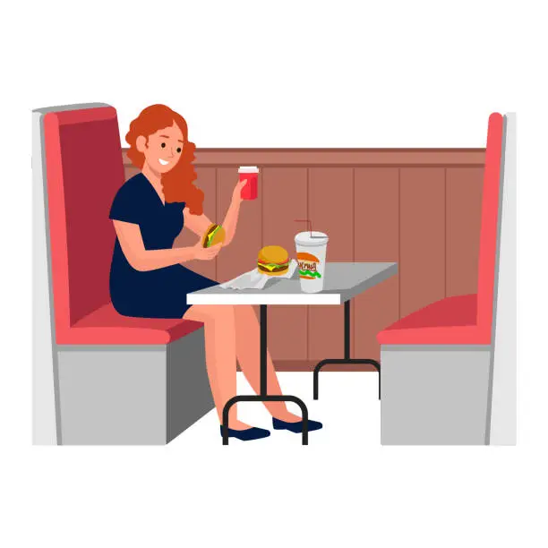 Vector illustration of Fast food restaurant illustrations on white background.