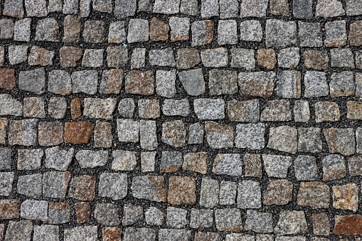 Seamlessly tiling cobbled road texture.