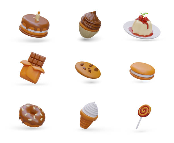 istock Set of colored 3D icons of desserts, sweets. Isolated vector image on white background 1598027604