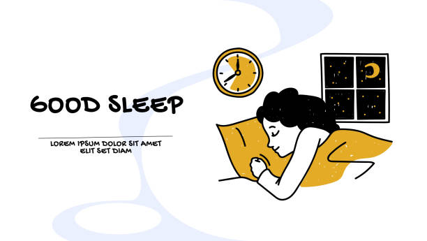 istock Vector of a sleeping woman in a bed at home 1598061911