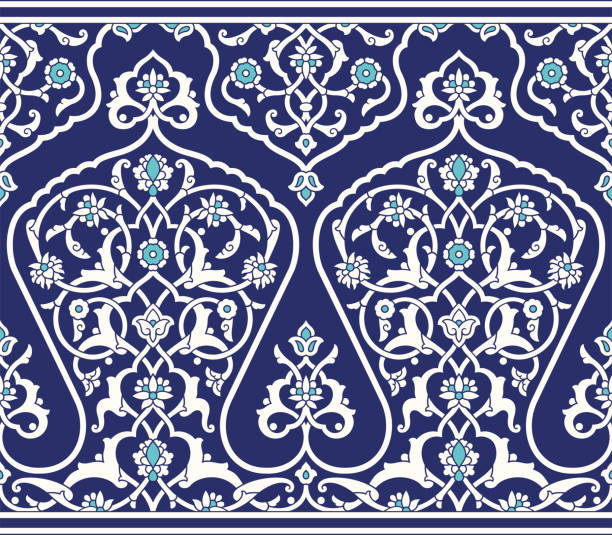 istock Beautiful Elegance Uzbekistan Floral Seamless Border. Traditional Islamic Background for print on product or adult coloring book, coloring page. 1598082878
