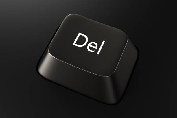 istock Black keyboard button with the word Del on a black background. 3d rendering illustration. 1598083970